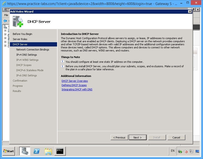 Practice Labs screenshot.